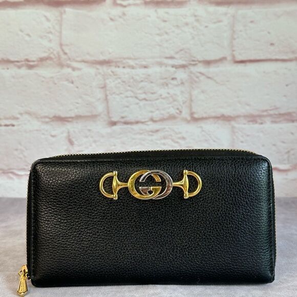 Gucci Leather Zumi Black Zippy Wallet - Picture 1 of 13